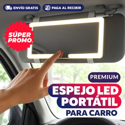 Espejo LED Profesional para Carro – Tu Look Siempre Perfecto - Incluso Manejando